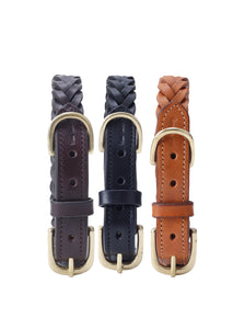 Pear Tannery Plaited Leather Dog Collar