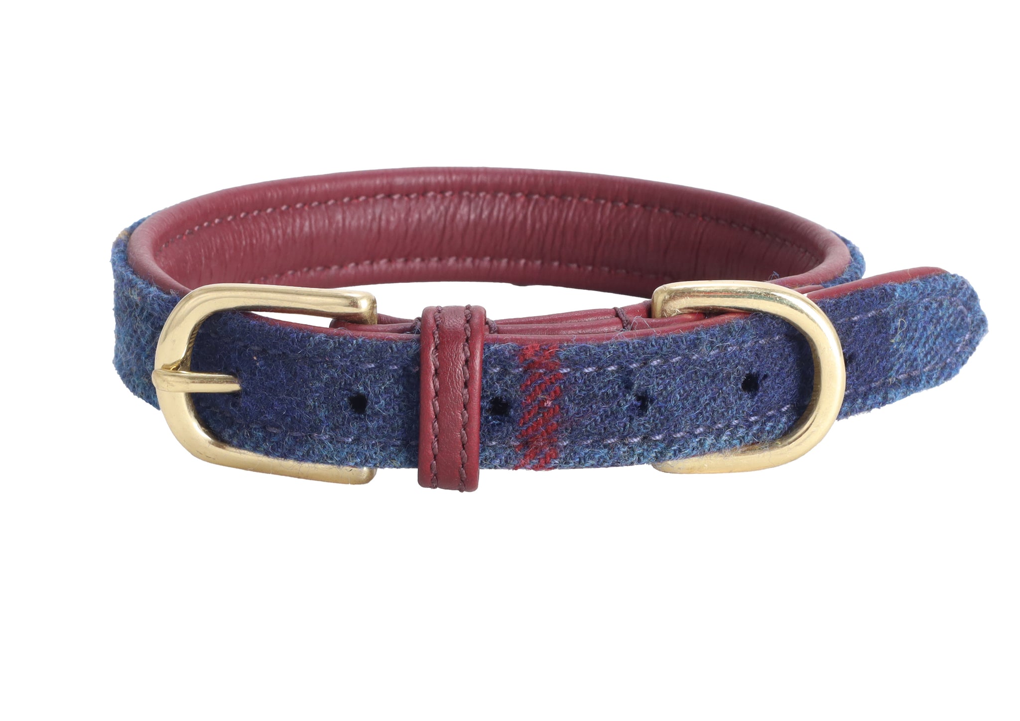 Tweed and leather dog collar cheap