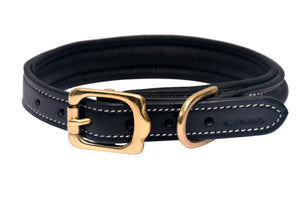 Pear Tannery Fancy Stitched Padded Leather Dog Collar