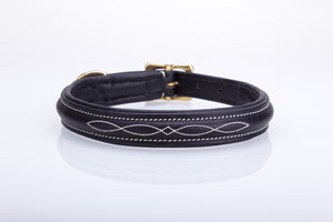 Pear Tannery Fancy Stitched Padded Leather Dog Collar