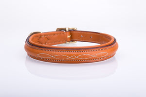 Pear Tannery Fancy Stitched Padded Leather Dog Collar