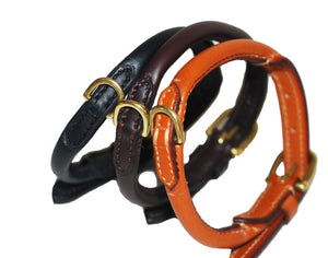 Pear Tannery Fine Rolled Leather Dog Collar