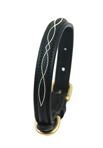 Pear Tannery Fine Fancy Stitched Leather Dog Collar