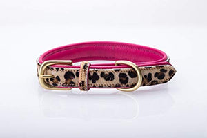 Pear Tannery Leopard Print Padded Flat Leather Dog Collar