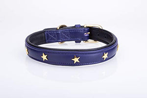 Pear Tannery Soft Padded Flat Leather Dog Collar star
