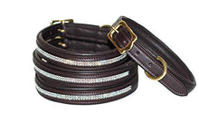 Pear Tannery Swarovski Diamond Padded Leather Dog Collar