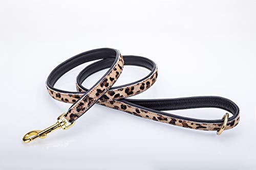 Pear Tannery Leopard Print Padded Flat Dog lead