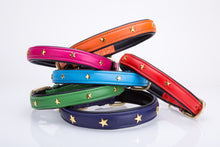 Pear Tannery Soft Padded Flat Leather Dog Collar star