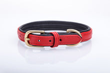 Pear Tannery Soft Padded Flat Leather Dog Collar Swarovki