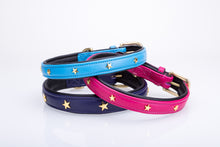 Pear Tannery Soft Padded Flat Leather Dog Collar star