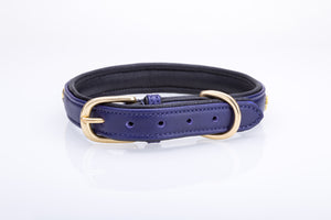 Pear Tannery Soft Padded Flat Leather Dog Collar star