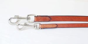 Pear Tannery Fine Flat Leather Dog Lead 1/2" and Silver Fittings
